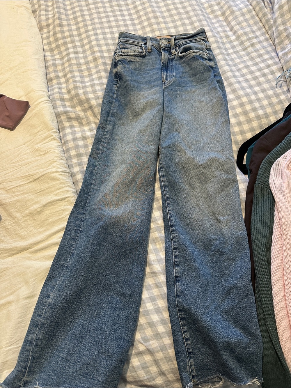 7 For All Mankind Wide Leg Jeans in Medium Blue Wash